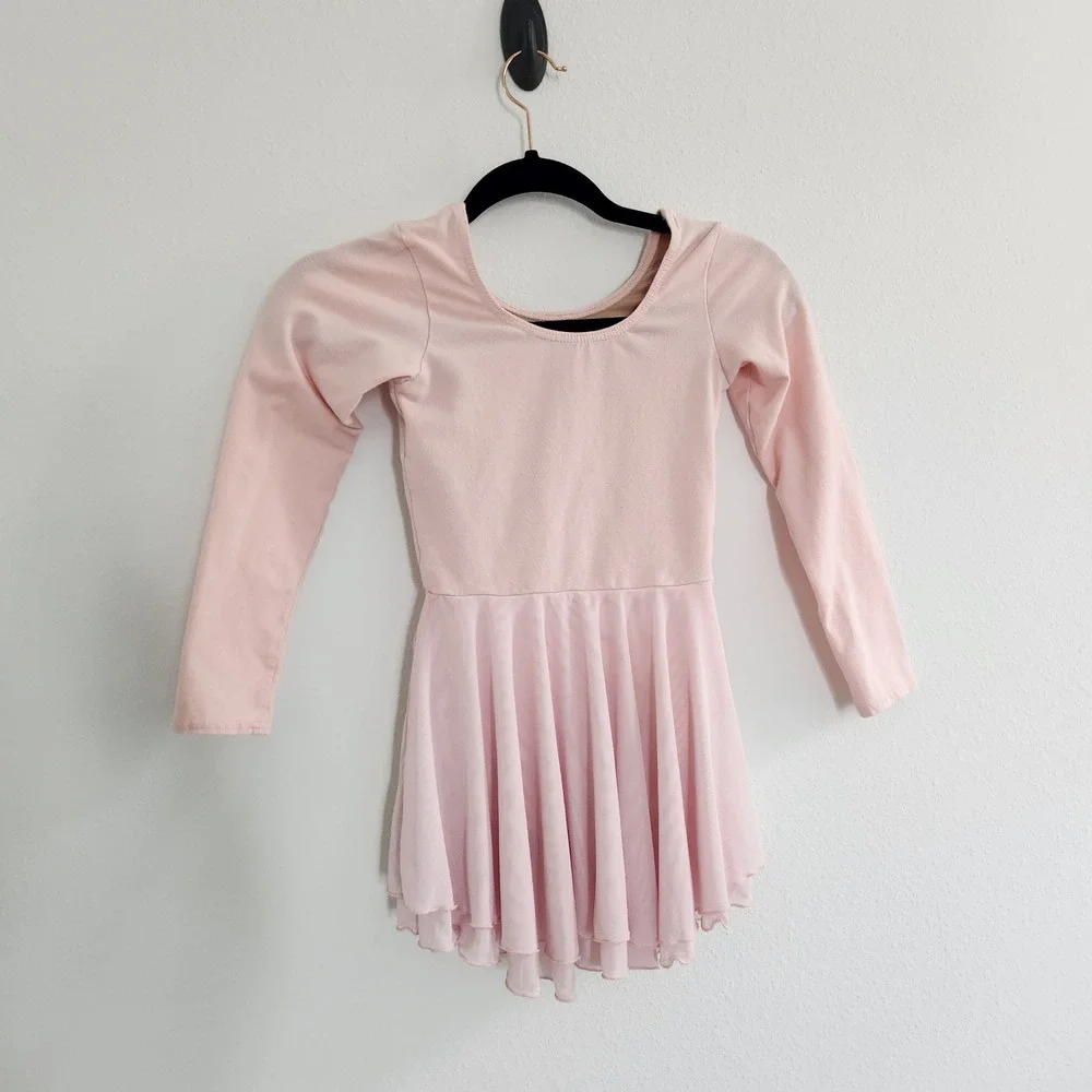 Theatricals Kids Pink Long Sleeve Tiered Mesh Skirted Ballet‎ Leotard MC